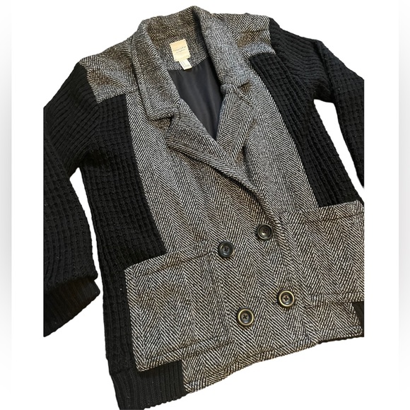 Hounds Tooth/Knit Double Breasted Jacket - Picture 2 of 3